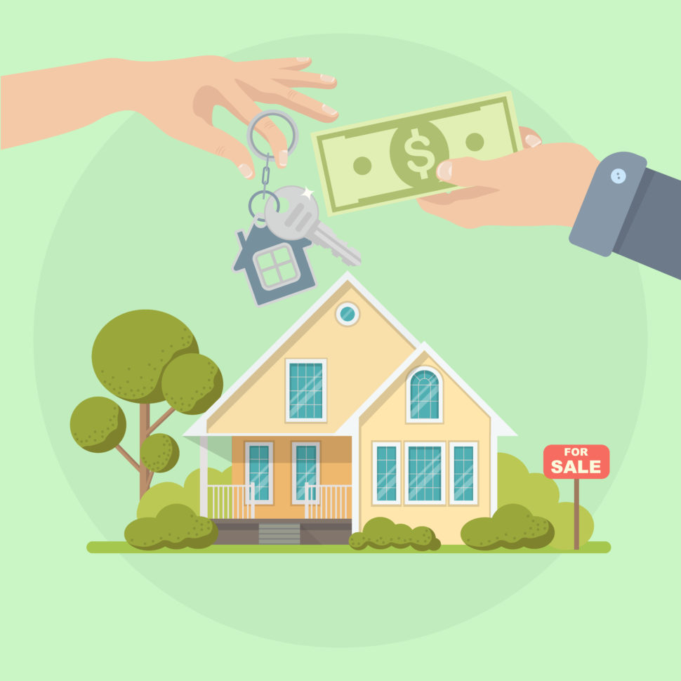 Buying a house - Real estate and Home for Sale concept - Vector illustration
